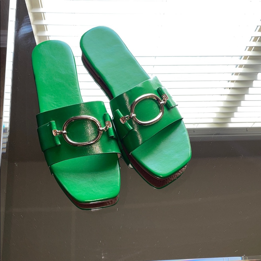 Green Slide Sandals